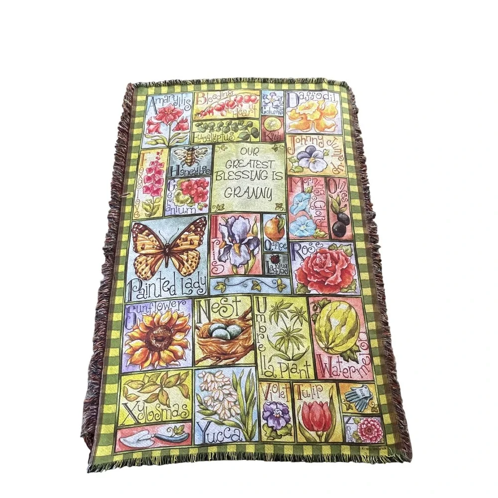 Krista Hamrick Granny Quilted Throw Sublimation‎ Blanket Herb Garden 54x40
